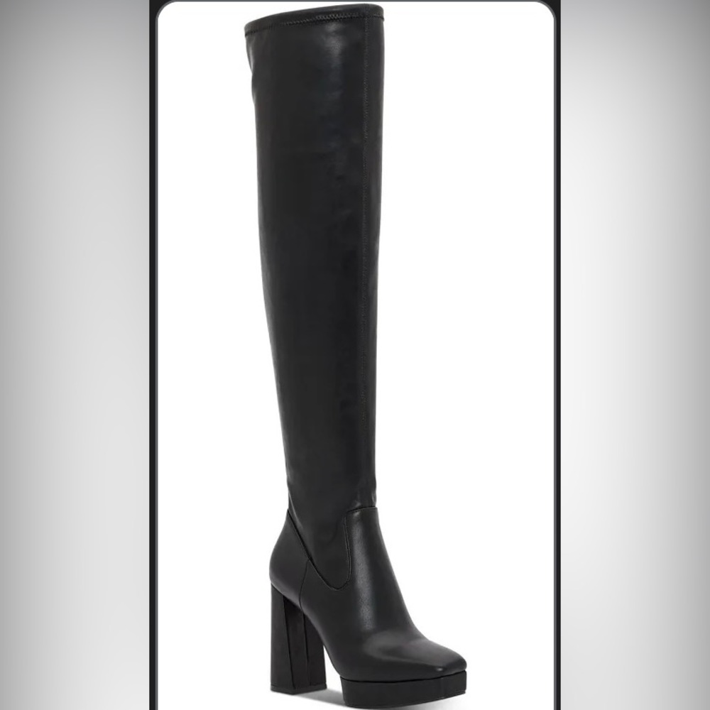 Jessica Simpson - Black Knee-High Platform Leather Boots *Size 6.5*